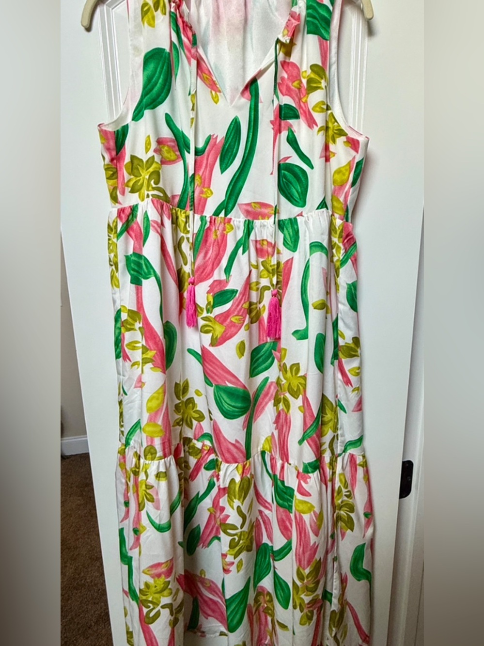 THML Floral Tie-Front Sundress in Pink & Green